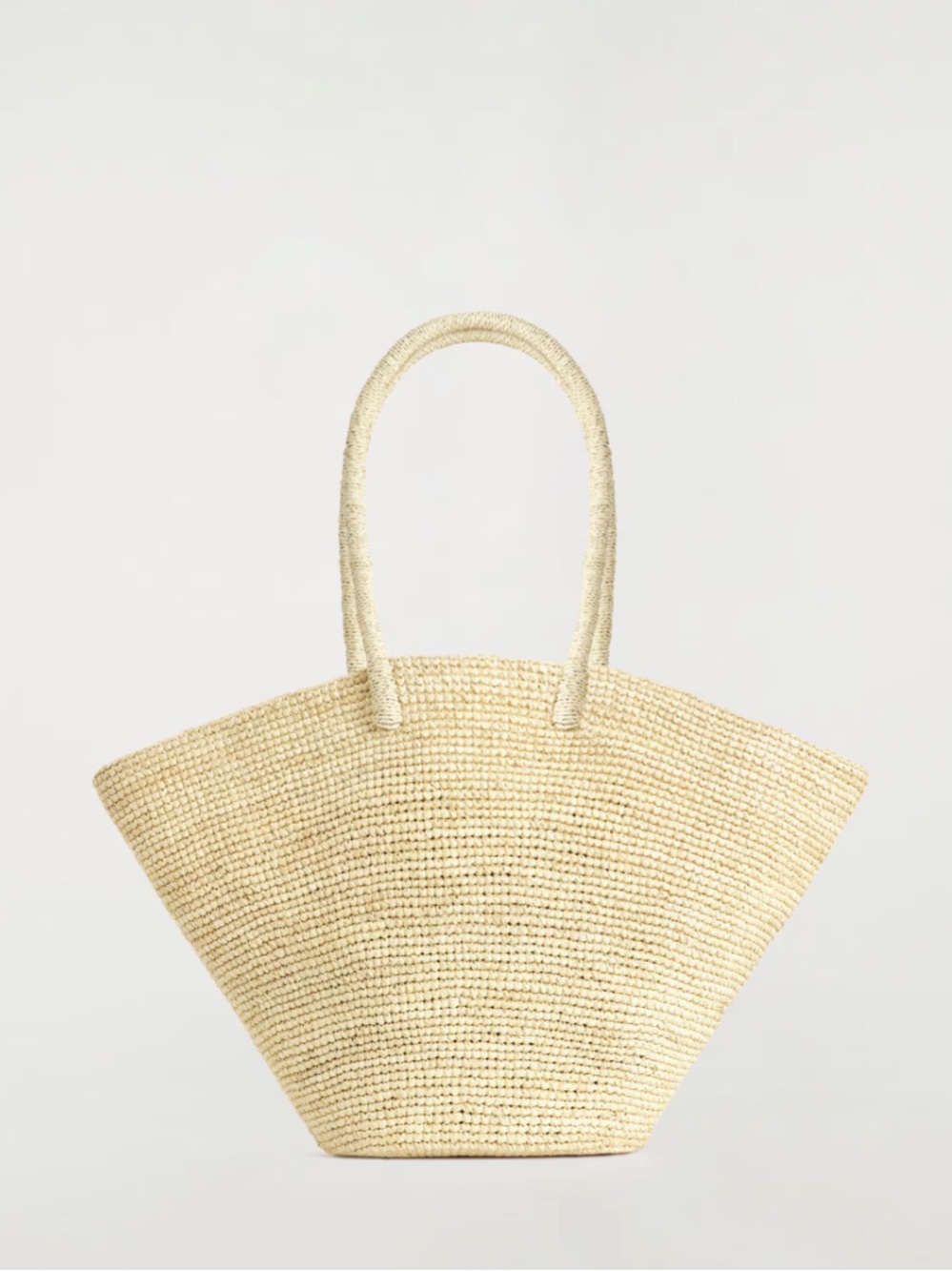 COS Straw Raffia Hand-Woven Market Tote in Beige